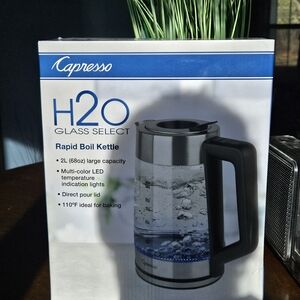 H2O Glass Select Rapid Boil Kettle - Black and Silver New🫖🍴🥄